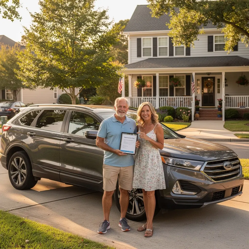 Ilustracja przedstawiająca pomoc drogową udzielającą wsparcia kierowcy w potrzebie.