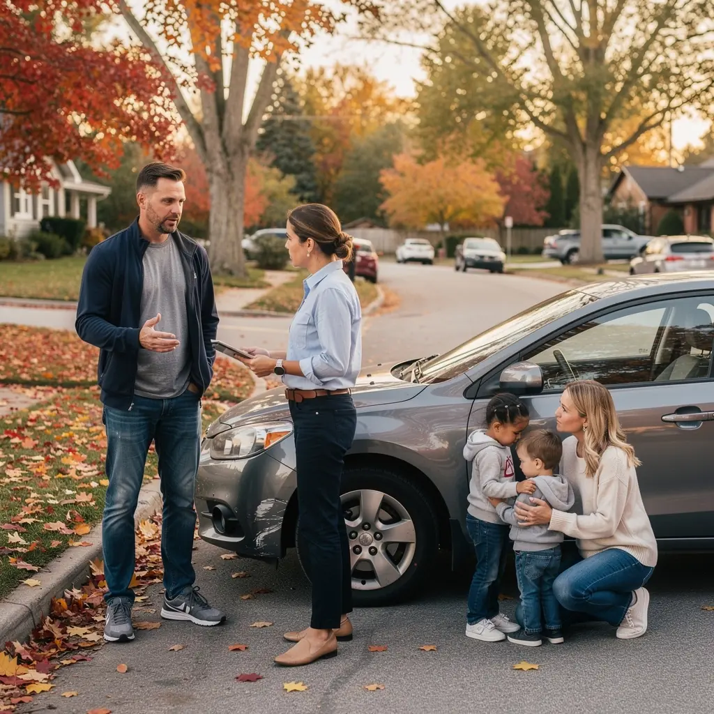 Pracownik biura ubezpieczeń omawiający szczegóły polisy z klientem w komfortowym otoczeniu.
