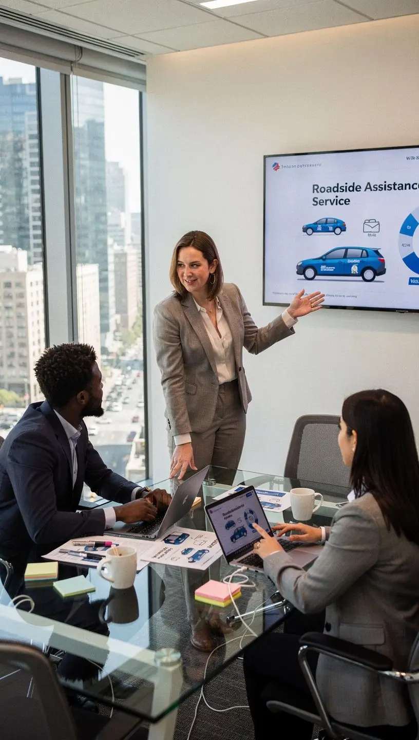 Zdjęcie samochodu na drodze z napisem "Ubezpieczenie samochodu - kompleksowa ochrona".